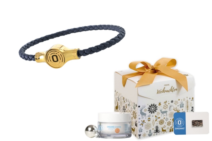 ORGANO Weihnachtsset – Click-Armband gold/blau