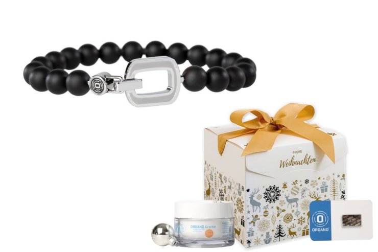 ORGANO Weihnachtsset – Onyx-Armband edelstahl