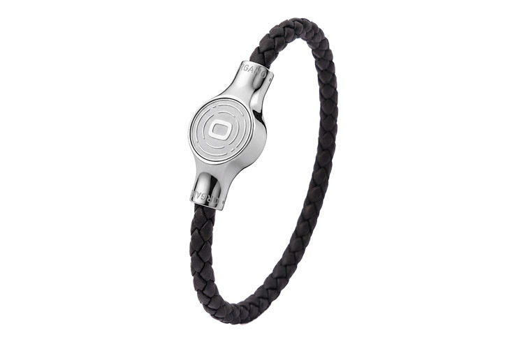 ORGANO Vital Komfort-Click-Armband Edelstahl/Leder schwarz